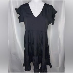 black tiered casual dress